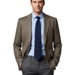 Joseph & Feiss Sport Coat Mens 42R Brown Herringbone Wool 2 Button Blazer Jacket